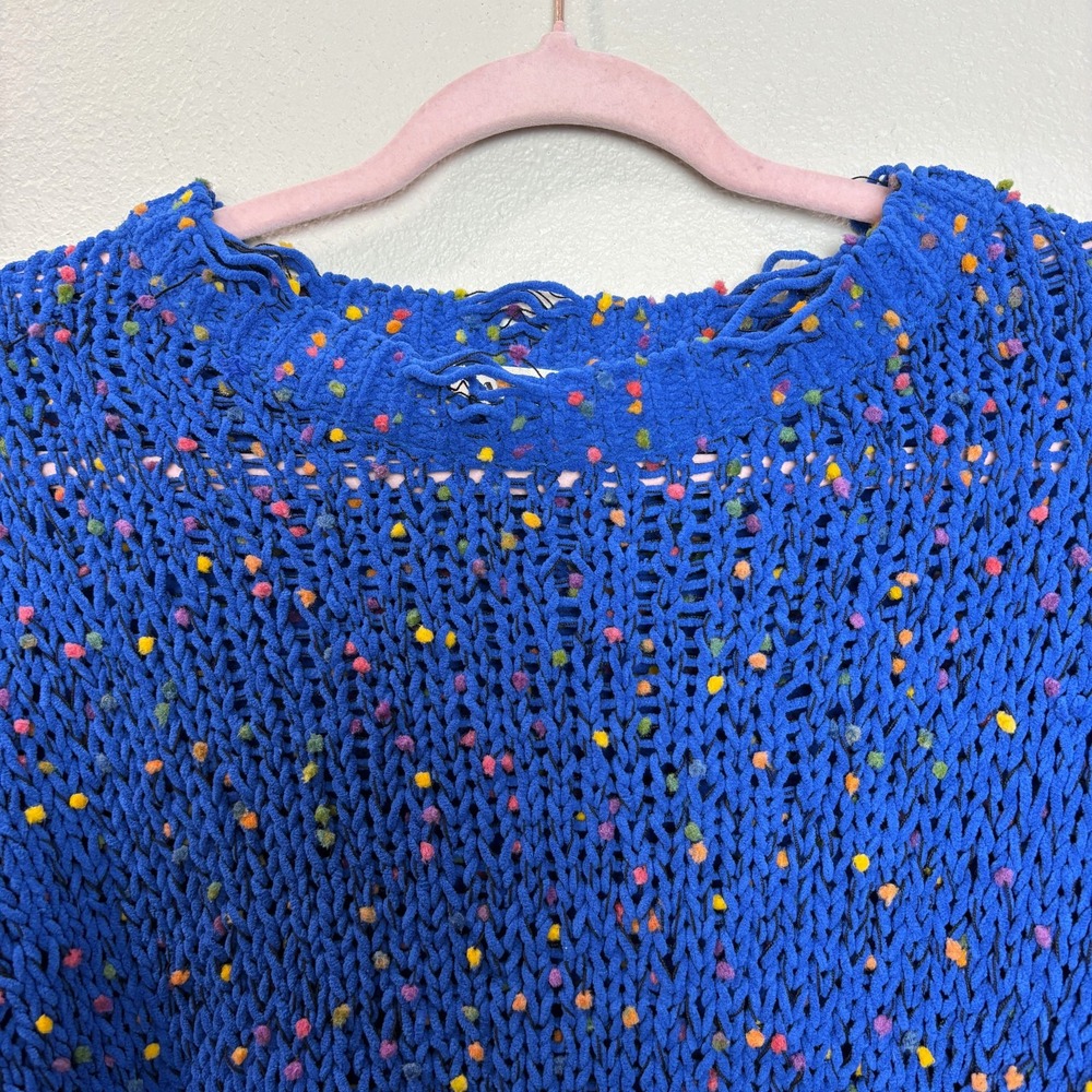 Adora Speckled Blue Super‎ Soft Knit Sweater Women Size Medium M Distressed Hem - Picture 2 of 13